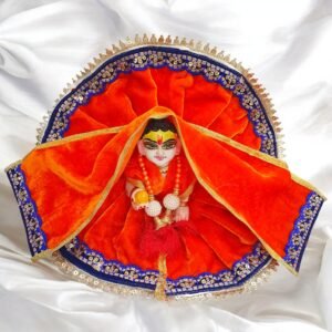 Orange with Lace Velvet Poshak with Chunri and Patka