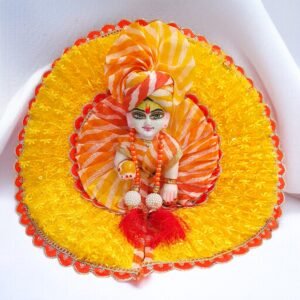 Yellow-Orange Designer Poshak with Pagdi and Patka for God Idols