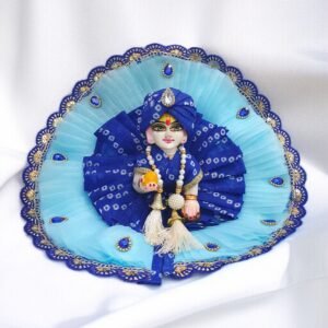 Sky-Blue Designer Poshak with Pagdi and Patka for God Idols
