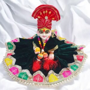 Green with Lace Velvet Poshak with Pagdi and Patka