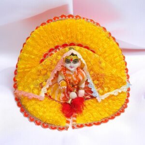 Yellow-Orange Designer Poshak with Chunti and Patka for God Idols