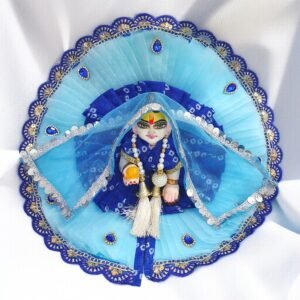 Sky-Blue Designer Poshak with Chunri and Patka for God Idols