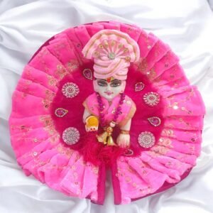 Beautiful Pink Velvet Laddu Gopal ji Poshak with Pagdi and Patka