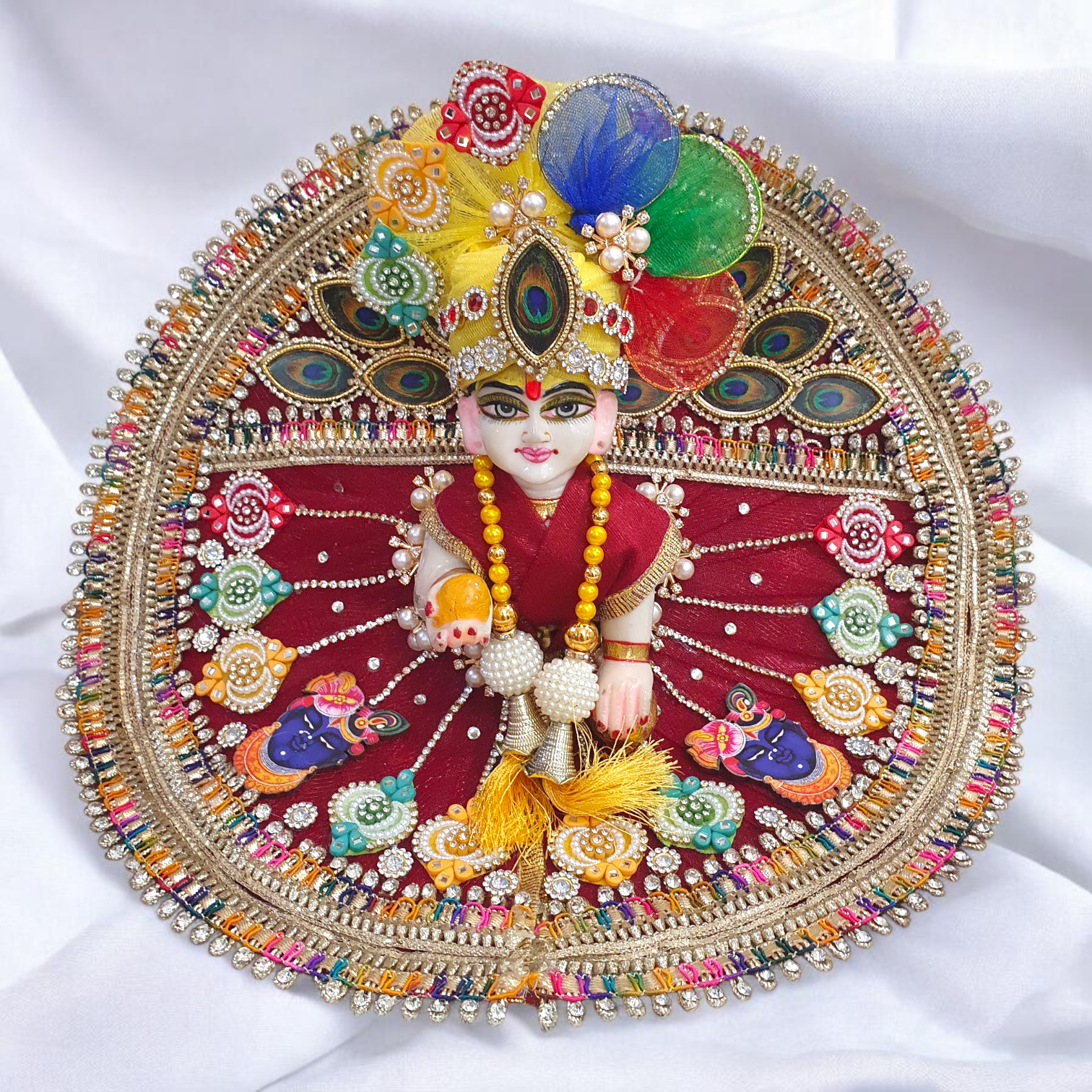 Maroon Designer poshak with Pagdi for God Idols