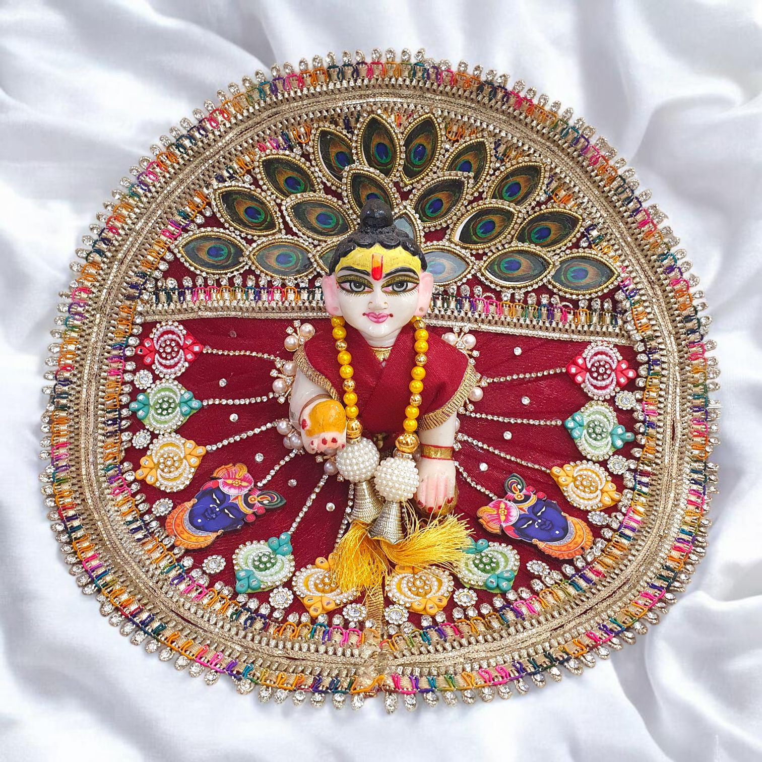 Maroon Designer poshak with Pagdi for God Idols - Image 2