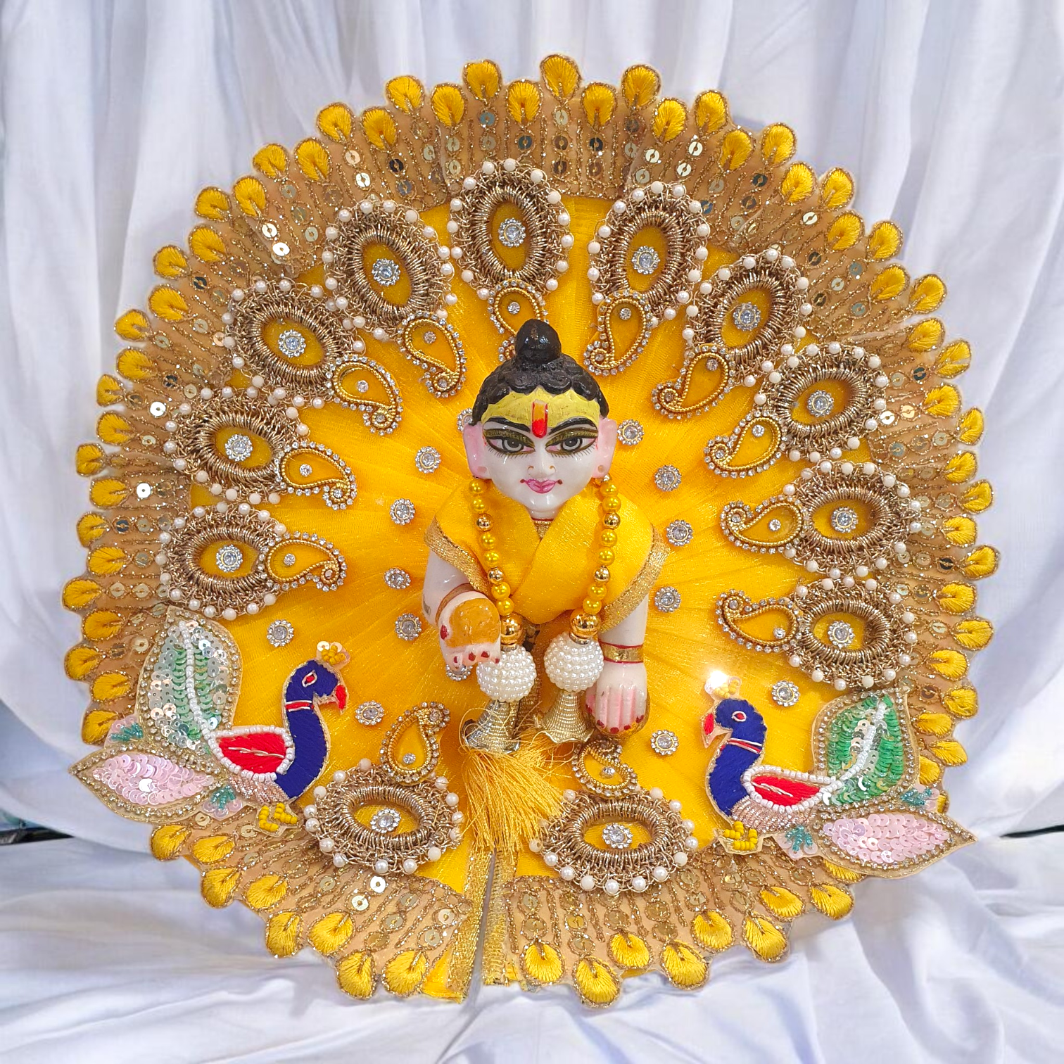 Peacock theme Designer poshak with Pagdi for God Idols - Image 2