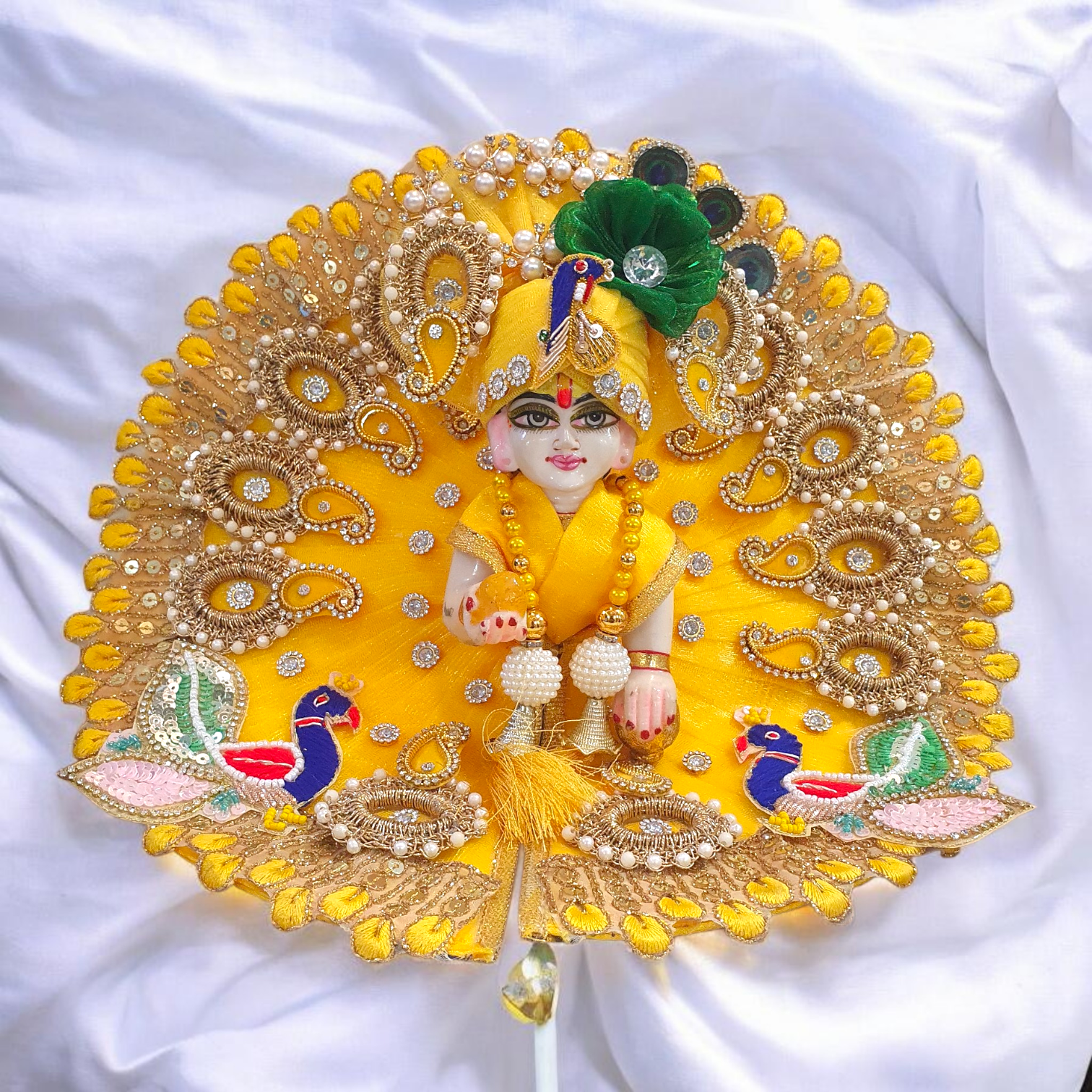 Peacock theme Designer poshak with Pagdi for God Idols