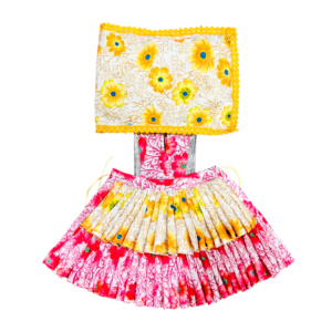 Double Frill Cotton Flower Lehnga Patka For God Idols