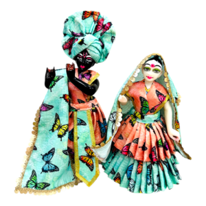 Double Frill Cotton Glitter butterfly Poshak with Pagdi for RK