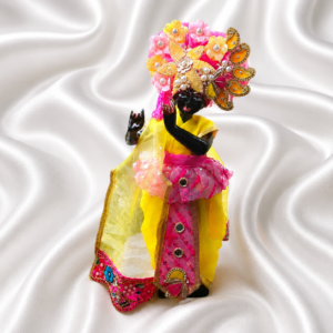 Lemon Yellow Hot Pink Elephant Lace designer Dhoti Patka