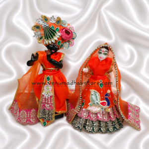 Heavy designer double frill lace Orange RK Poshak with Pagdi & Dupatta for RK