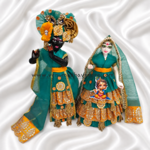 Rama Green Gopala Frill Heavy designer Poshak with Pagdi & Dupatta for RK