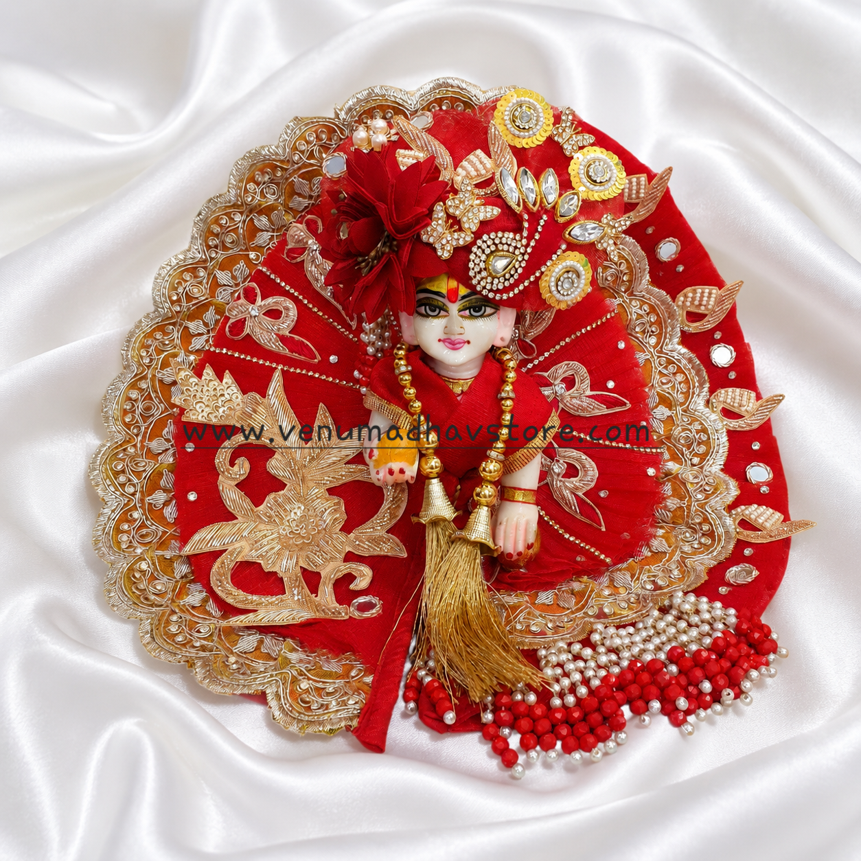 Red Heavy Designer Zari Poshak with Pagdi Patka