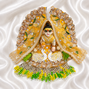 Yellow Heavy Designer Swan Theme Poshak with dupatta