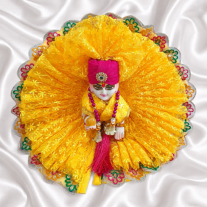 Yellow designer fabric poshak with pagdi patka