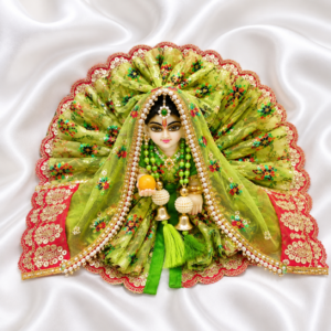 Parrot Green designer fabric lace poshak with dupatta