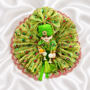 Parrot Green designer fabric lace poshak with pagdi patka